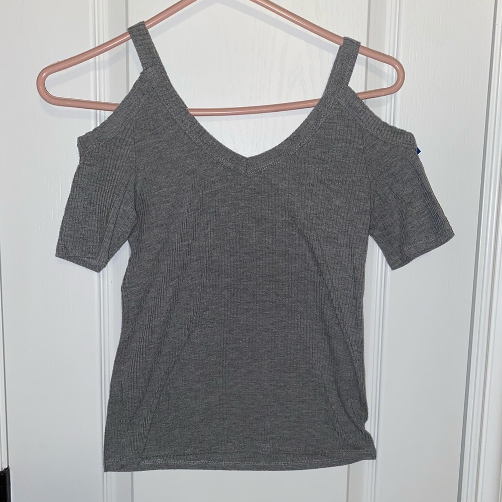 POOF Shoulder-less Ribbed Top